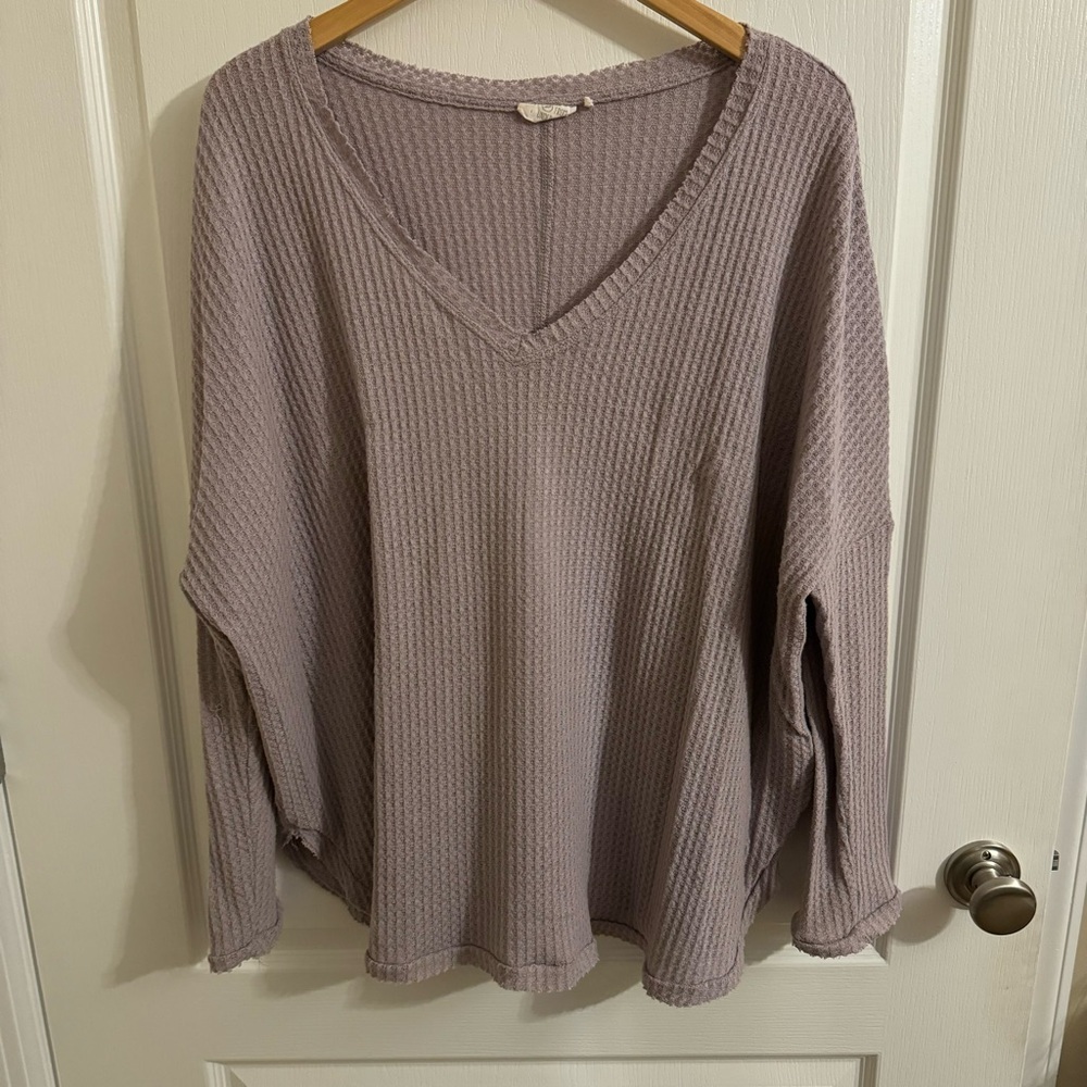 Out From Under Women's V-Neck Waffle Knit Top